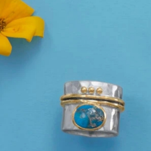 STERLING SILVER COPPER INFUSED TURQUOISE RING - Picture 3 of 3